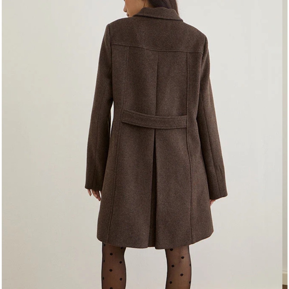 Motel Rocks Rakai Pea Coat In Chocolate Wool - Picture 4 of 8